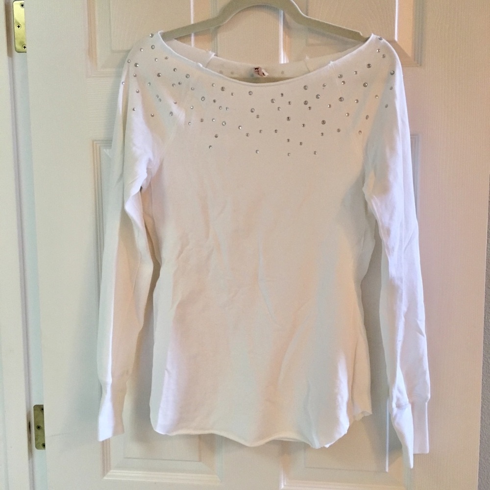 Pink Lotus | Long Sleeve White Sweatshirt